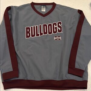 Gray and Maroon MS State Windbreaker Jacket with V-Neck